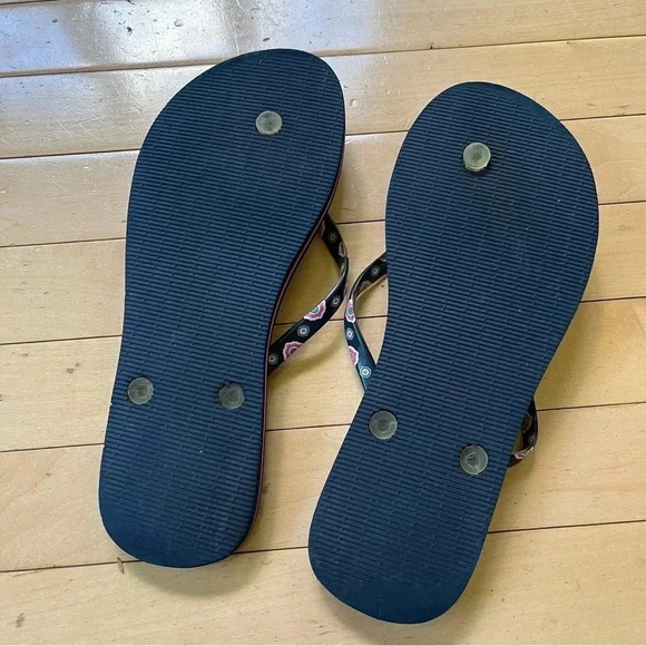 Vera Bradley Multicolor Blue Floral Flip Flops Thong Sandals Large Sz 9-10 - Picture 8 of 8